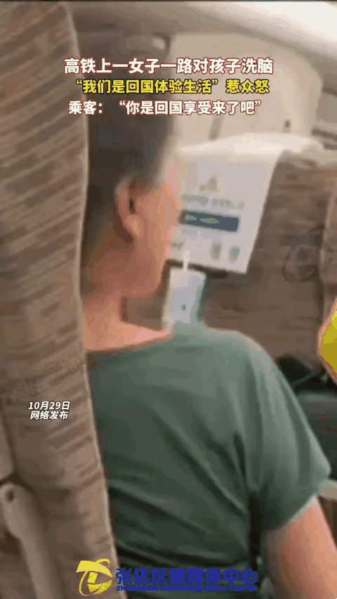 高铁上一女子,带着孩子从海外回来,那语气轻飘飘的,跟孩子来了一句:“咱这是回国体
