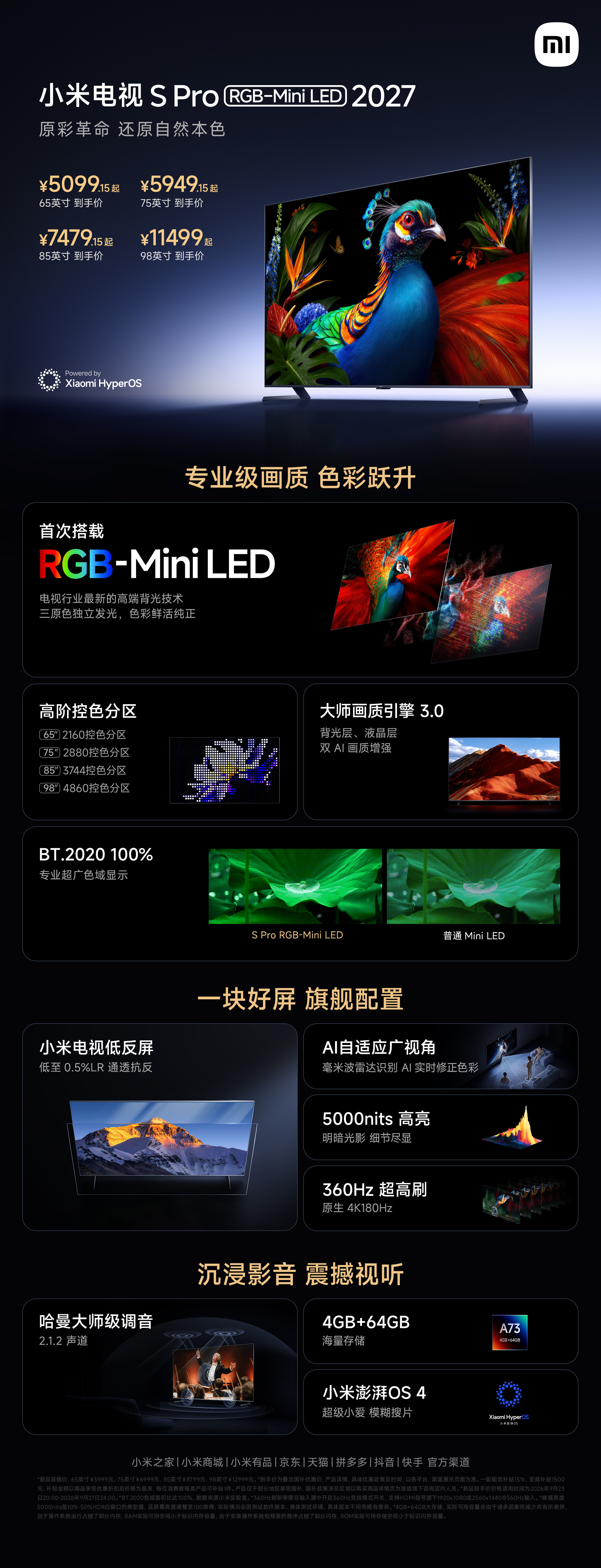 小米首款RGB电视来了小米电视SProRGB正式开售，这次最大的变化就是RG