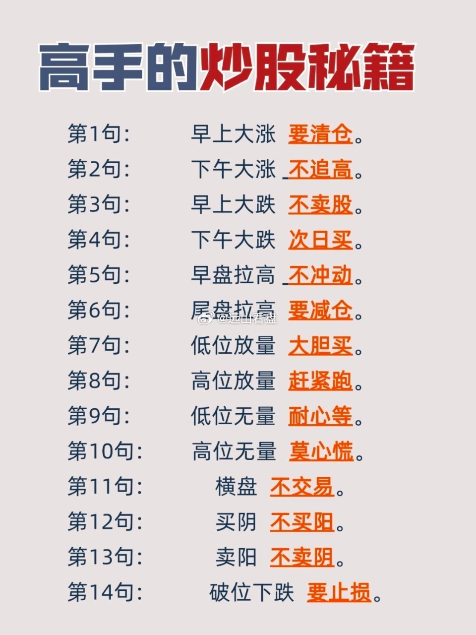 炒股14句保命口诀｜老散户的血泪教训总结版你想从10万变100万，就把这些炒股心