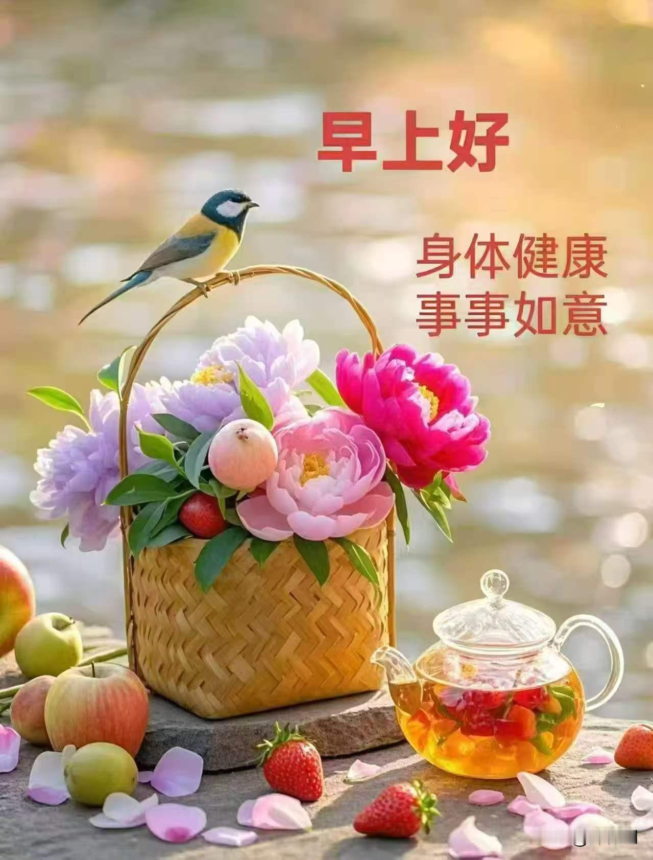 [比心]早安心语[比心]晨光破晓映轩窗，宿露凝珠闪亮光。燕舞枝头歌韵妙，蜂