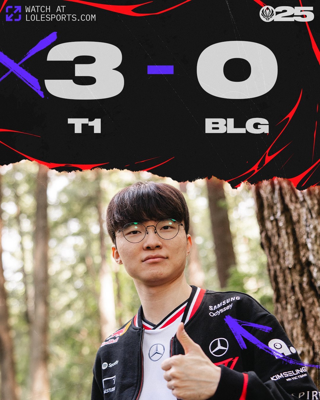 T1战胜BLGT1横扫BLG挺进胜者组决赛，也意味着T1首次在MSI里战胜BLG