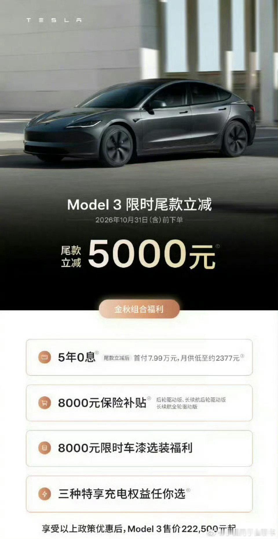 特斯拉又降价了[捂脸哭]​