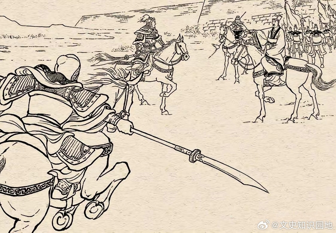 三国左下角这位将领，提着大刀就一副冲杀的模样，这是要去砍前方三人的哪一位呀？那