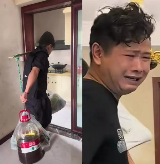买菜用扁担挑的舅舅火了，被称为“宇宙舅舅”，有16个外甥