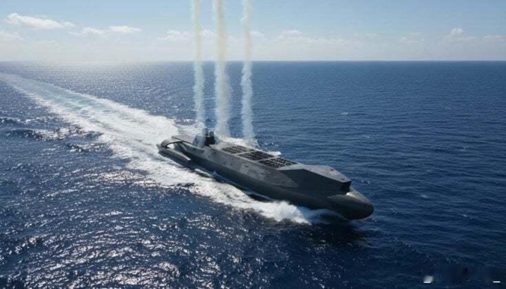 外媒想象的中国半潜式无人武库舰：这个想象前几天由萨顿提出。​​​