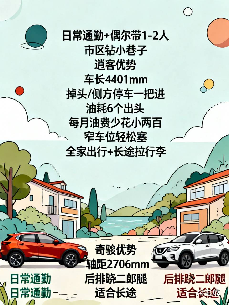 奇骏和逍客摆在面前，根本不用纠结到抓头发，核心看自己的日常使用场景就够了。平时大多是自己通勤加偶尔带