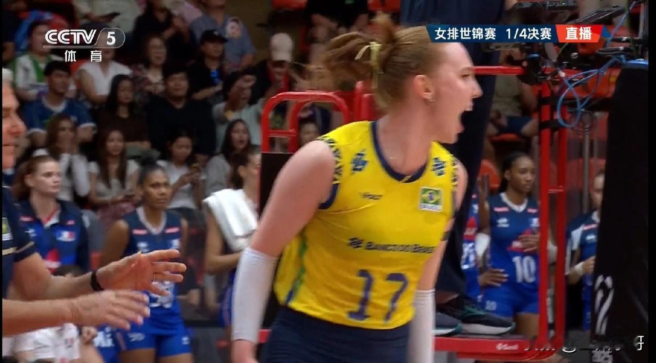 【加比就是加比卡绍特哭啦】随着法国女排触网，巴西女排3:0将法国女排踢出四