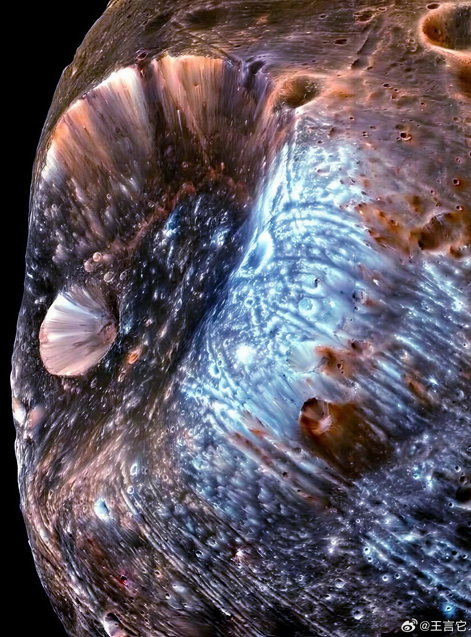 ‼️迄今为止拍摄到的火卫一（火星卫星）最清晰的照片