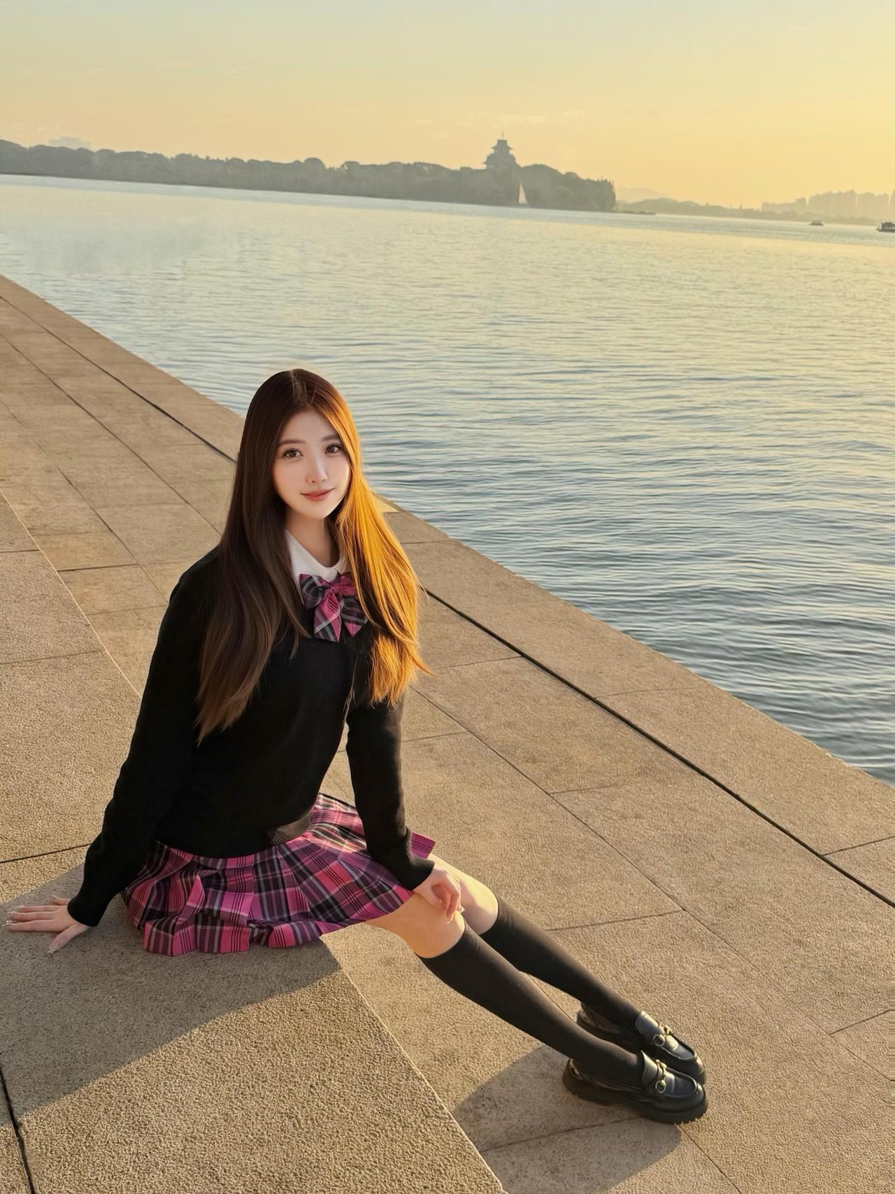 放学后，路过一片湖。