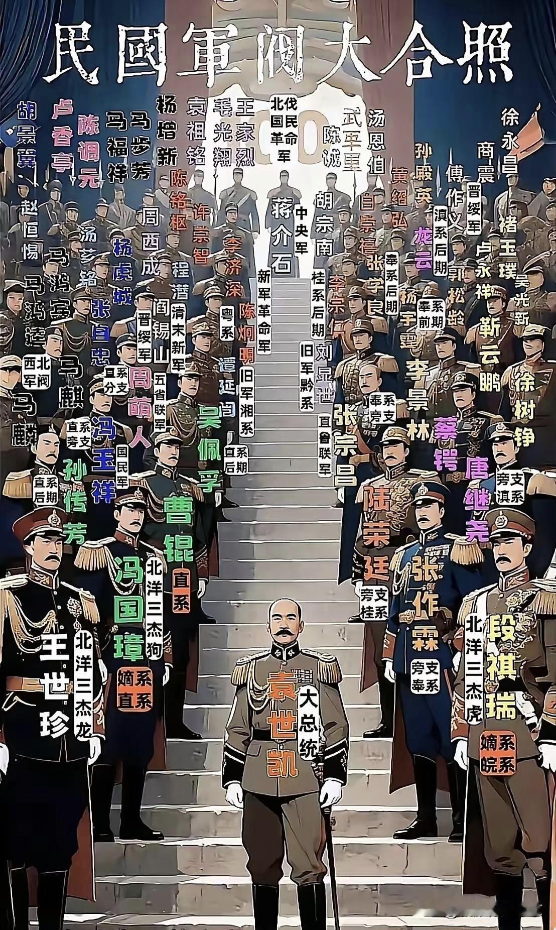 民国军阀大合照图片里军阀的随便拿出一个，在民国军阀混战时期，都是叱