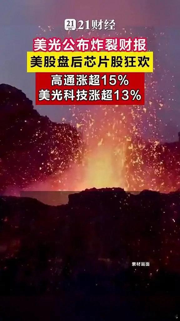美股盘后芯片股狂欢美光科技大涨超13%美光科技财报盘后美光科技财报公布，公司预计