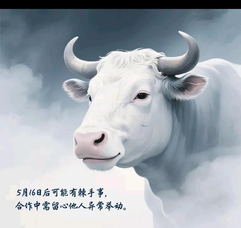 牛：提醒你多注意！牛：5月16日后可能有棘手事。牛：合作中需留心他人异常举动