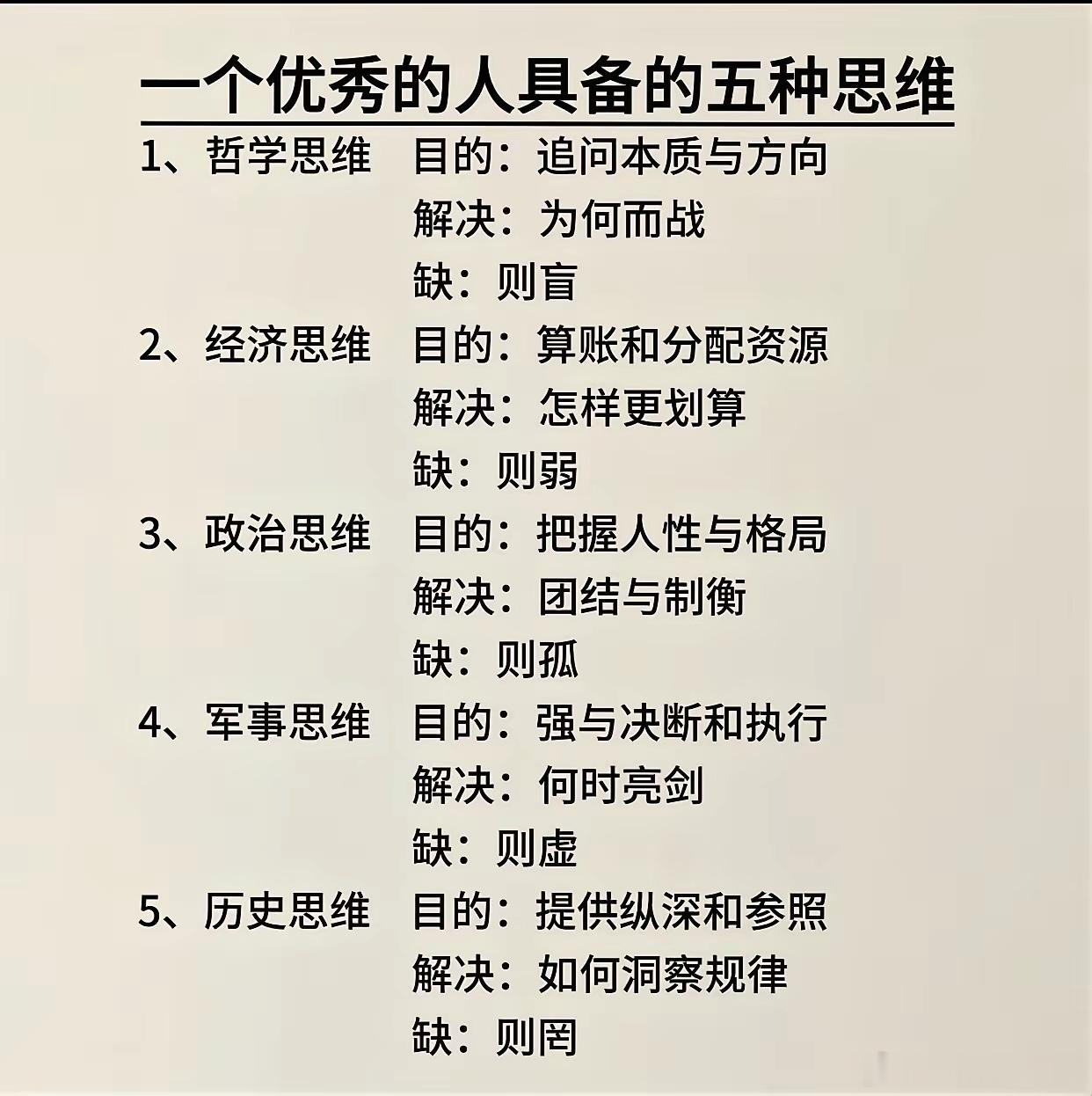 一个优秀的人具备的五种思维