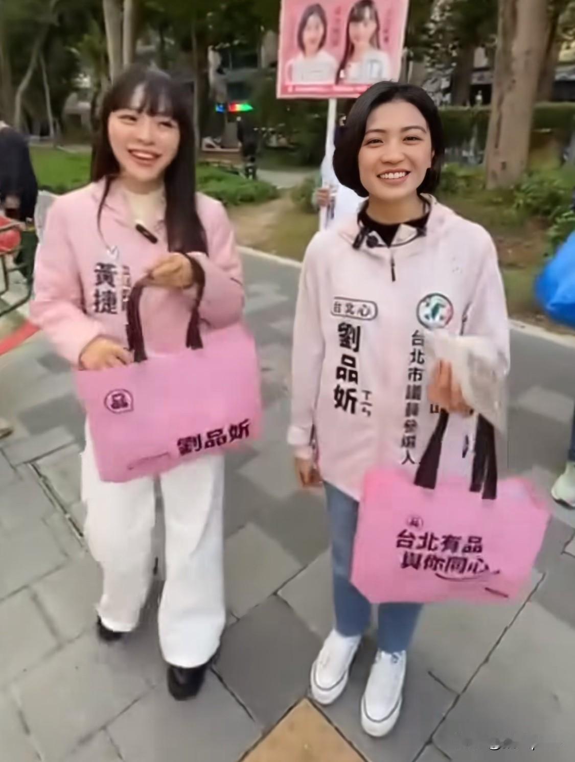 中国台湾省绿营两个美女扫街拜票，引起关注。其中，刘品妡只有29岁，竞选台北市议员