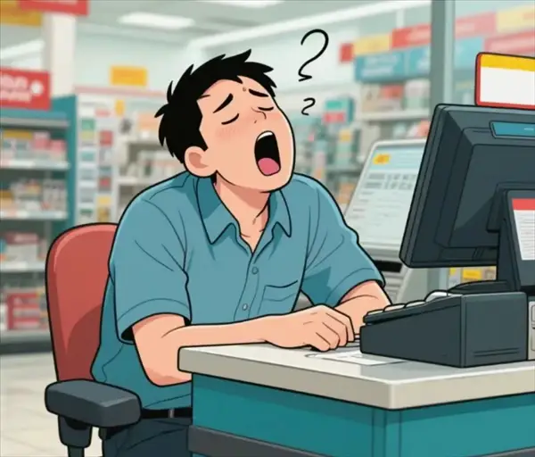 广州，一名男子余某负责管理关某公司的门店，在上班期间连续工作8小时之后，坐着小眯