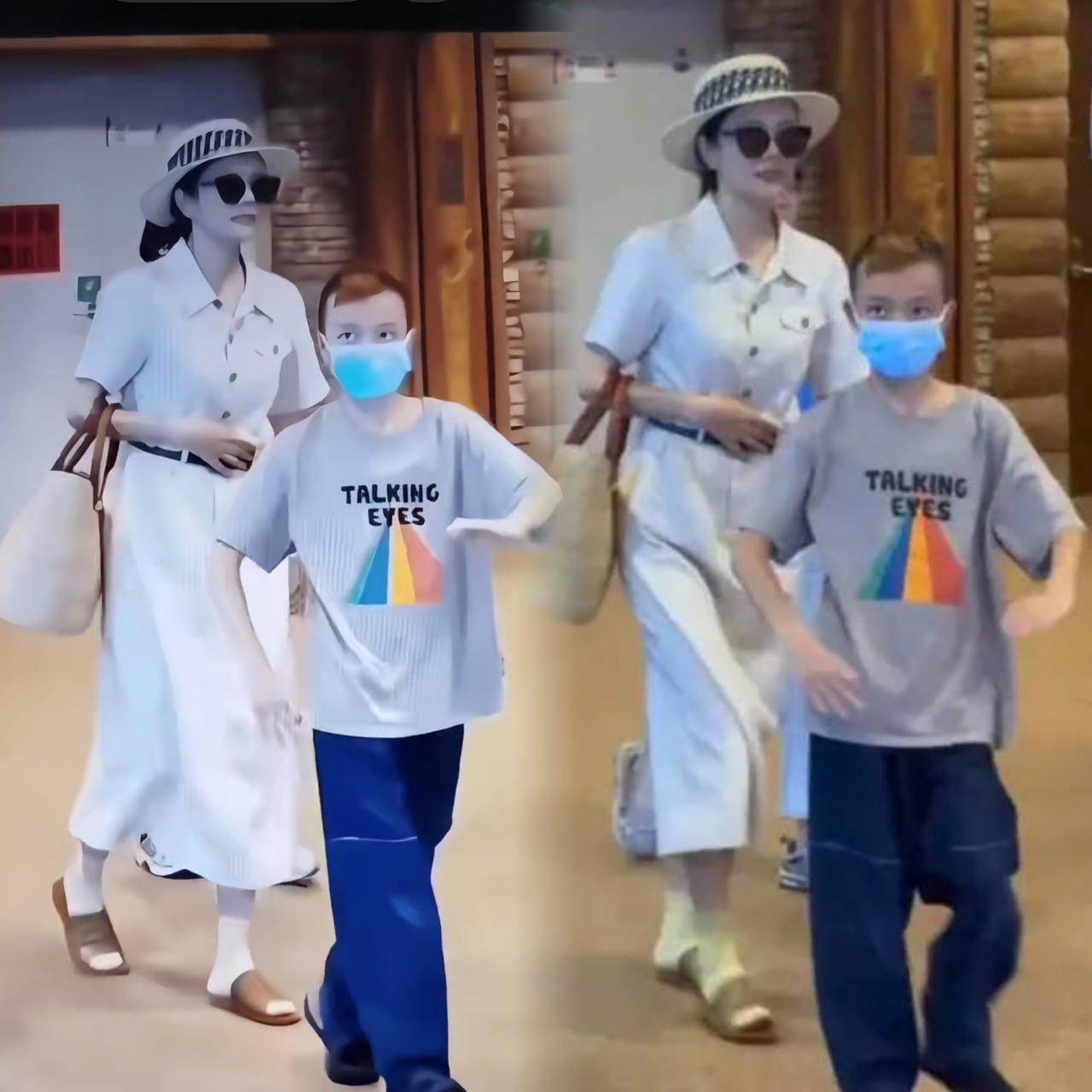 汪涵的老婆杨乐乐带孩子外出，可身边的孩子真的越看越奇怪，行为举止都不像是正常的