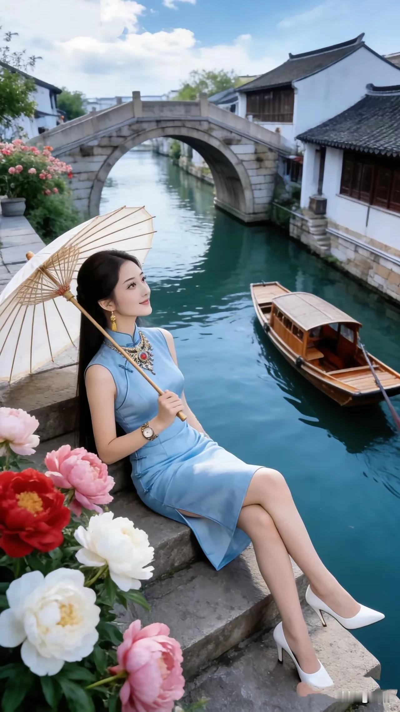 江南水乡，旗袍雅韵。一把折扇，一把雨伞。流动风景，精彩纷呈。