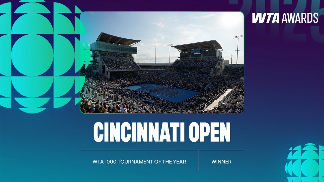 2025赛季WTA赛事大奖揭晓🎉WTA1000级别最佳赛事：辛辛那提公开赛WT