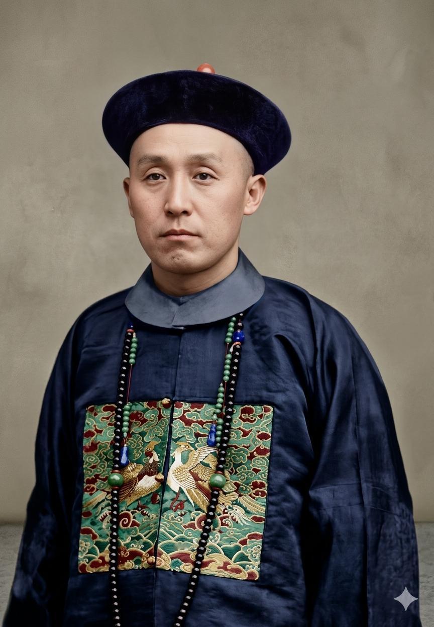 这张照片里的男子，是满洲正蓝旗的爱新觉罗·宝熙——清太祖努尔哈赤二弟穆尔哈齐的十
