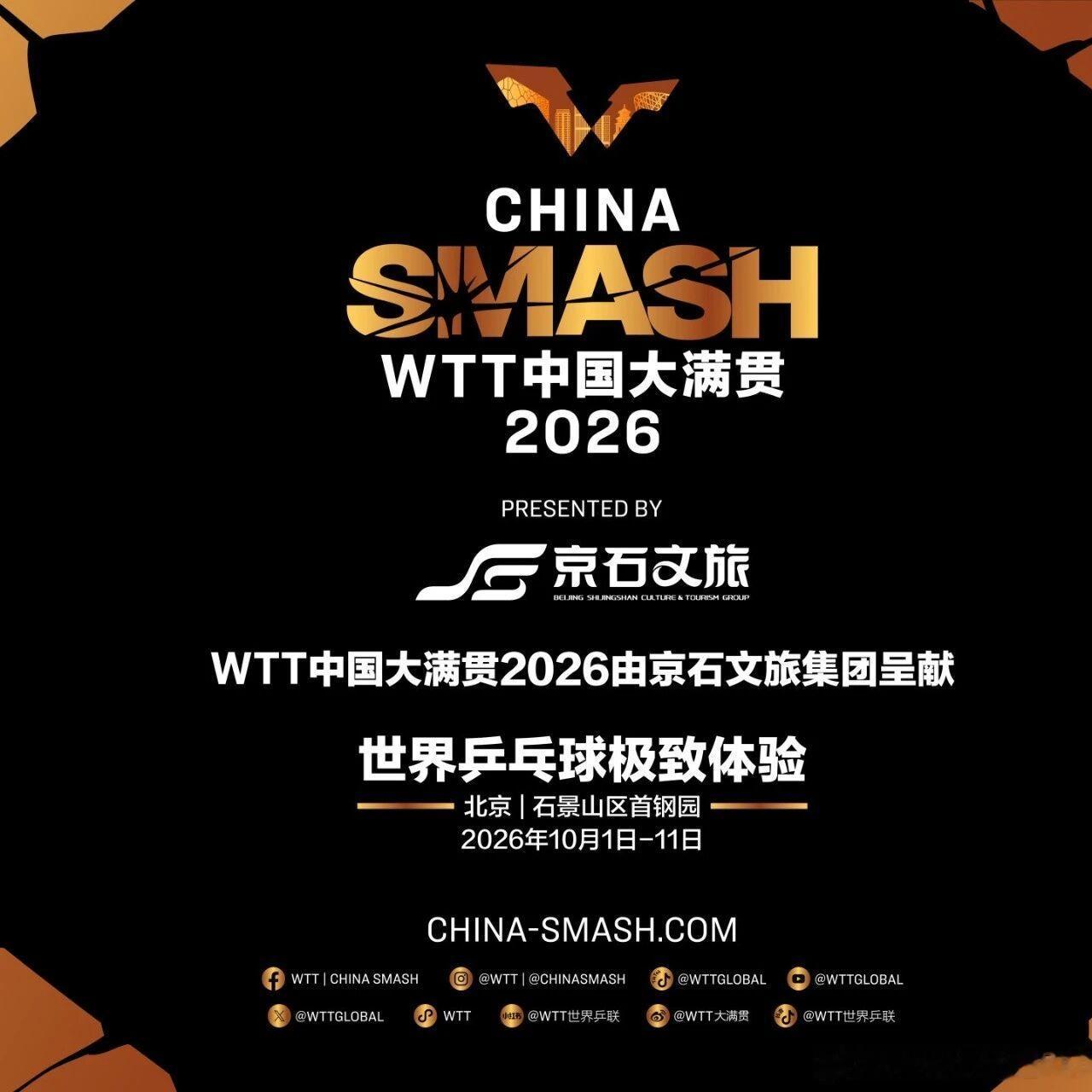 WTT中国大满贯2026wtt🇨🇳中国队参赛名单：女单正赛：王曼昱、孙颖莎