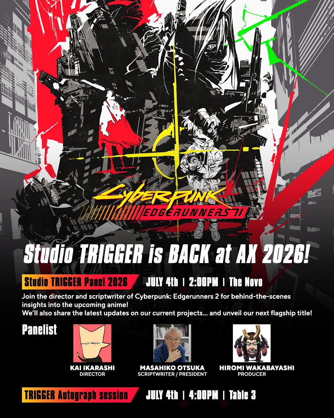 【壁姐姐的资讯箱】动画公司TRIGGER将在7月4日美国洛杉矶举办的
