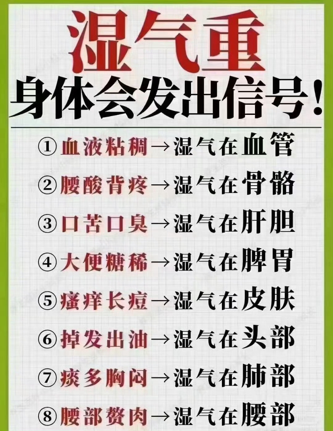 人为什么会有湿气？“有痒必有湿”“千寒易除，一湿难祛。湿性黏浊，如油入面，缠绵不