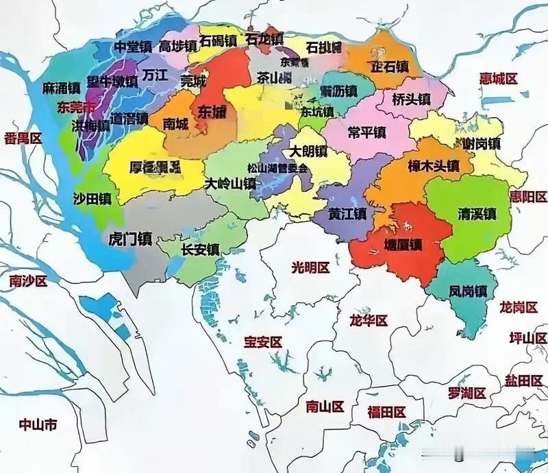 东莞太散了，如果它要来次大飞跃，区域经济板块可以考虑参照深圳进行一番大幅度的调整