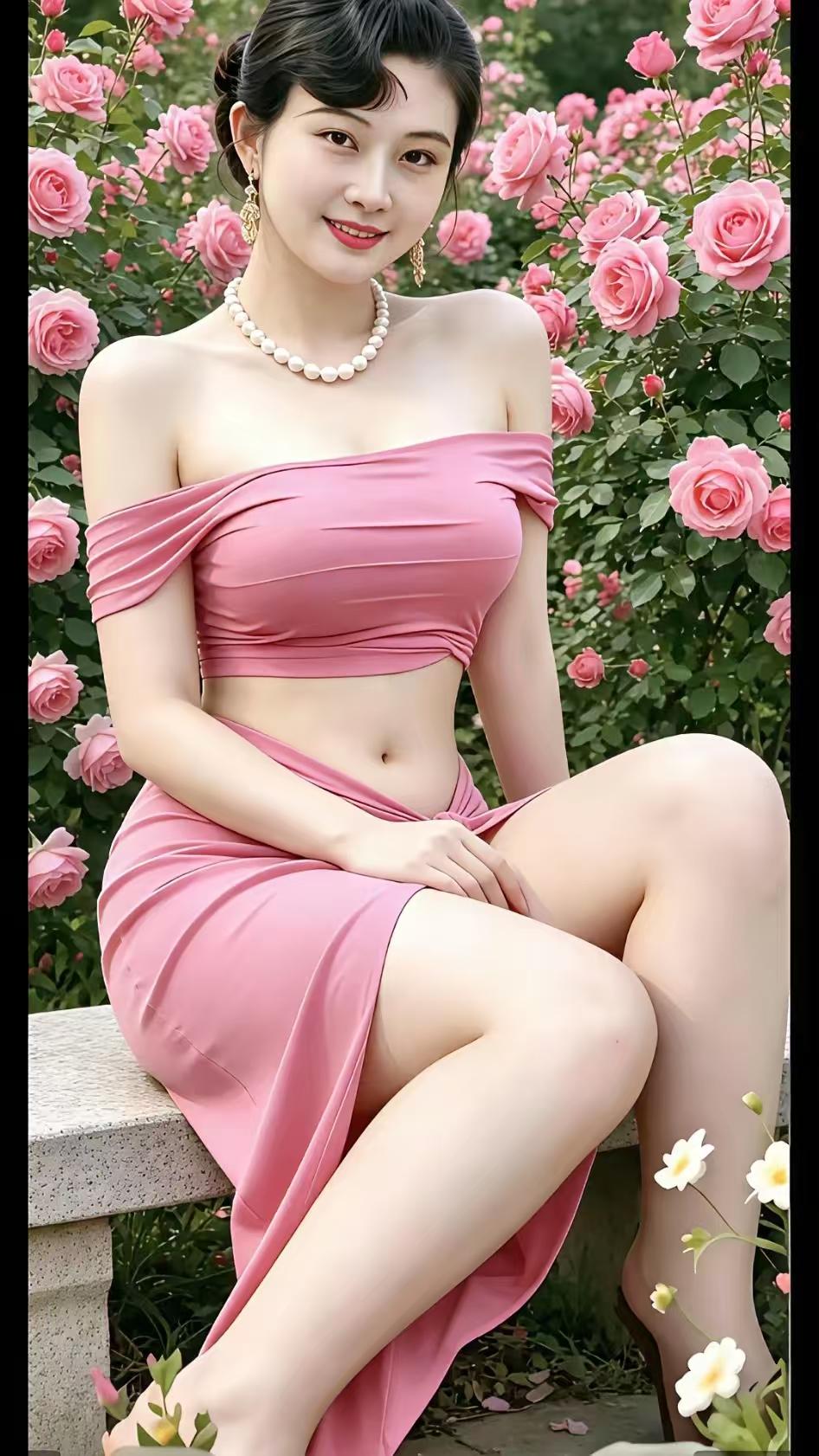 塞鸿秋·花海美人琼肌胜雪尘芳妒，花海凝影春光负。回眸恰似寒梅露，清姿惹得