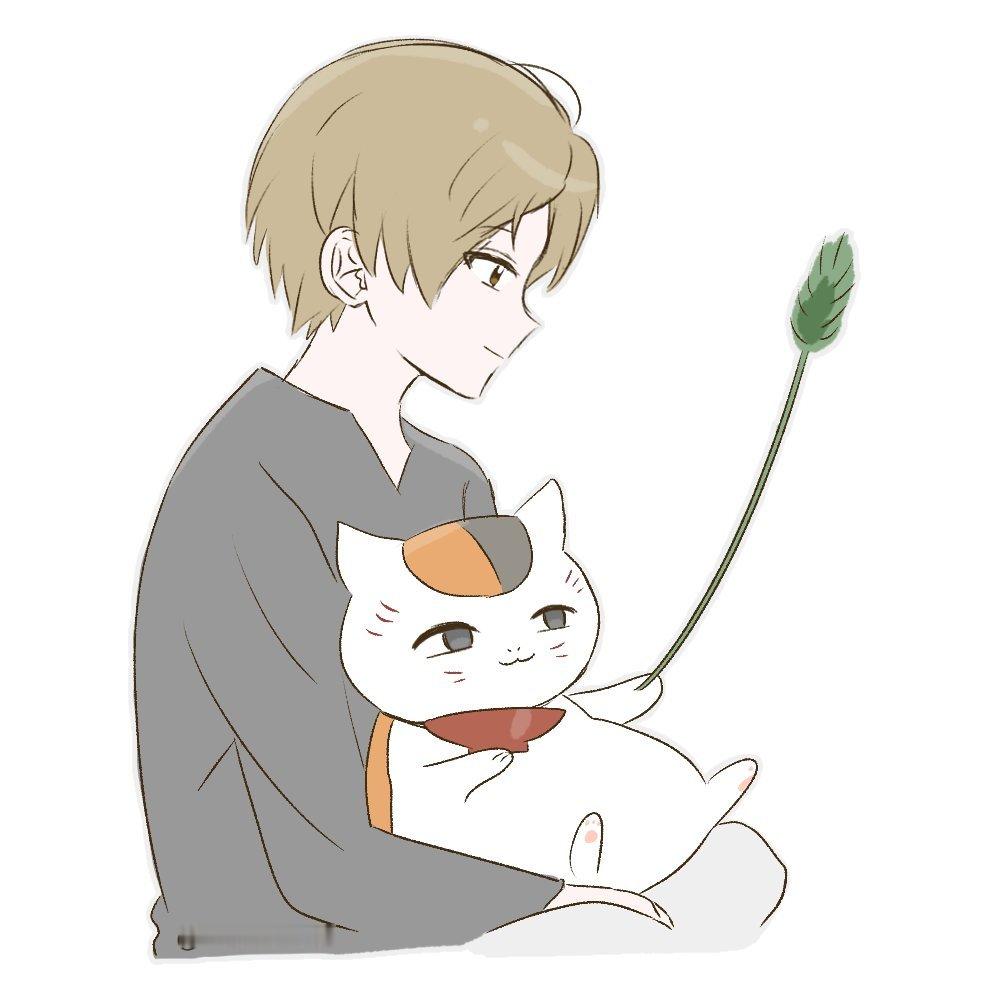夏目友人帐动漫仲夏狂欢季陪着猫咪老师玩耍的夏目.绘：neri_das暑期
