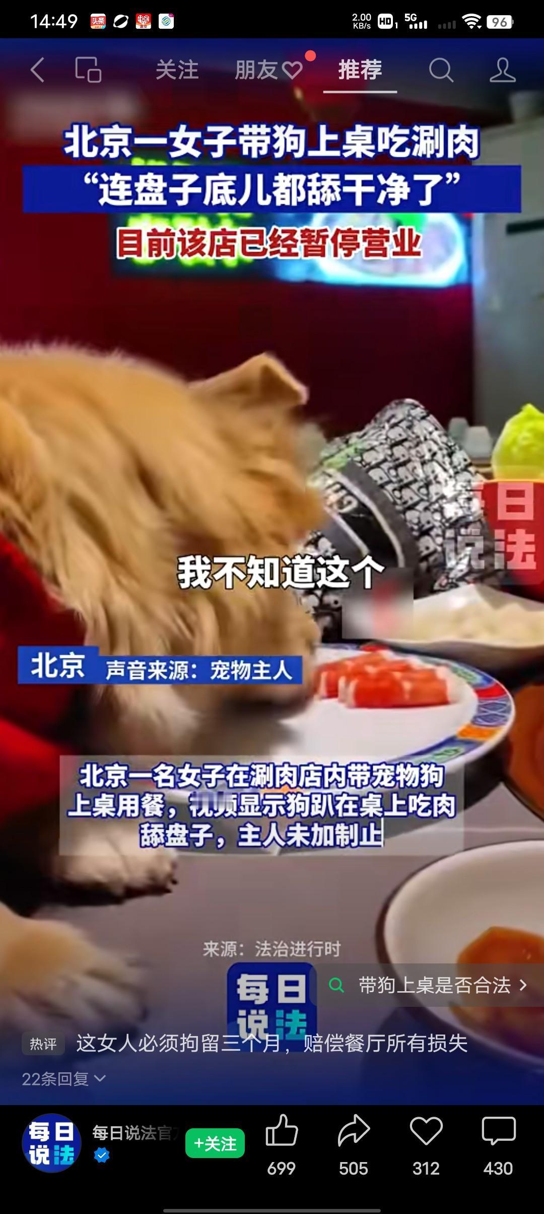 原来不让带宠物狗一同吃饭是有原因的！刚刷到北京一女子，带狗上桌吃涮肉，狗主人并