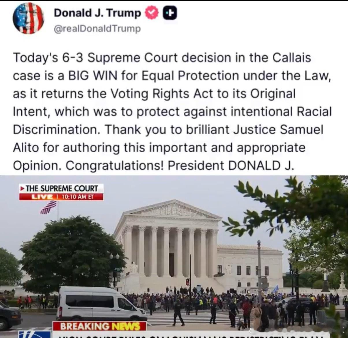 【黄金时代】川普庆祝最高法院取得重大胜利，并亲自感谢塞缪尔·阿利托大法官撰写了6