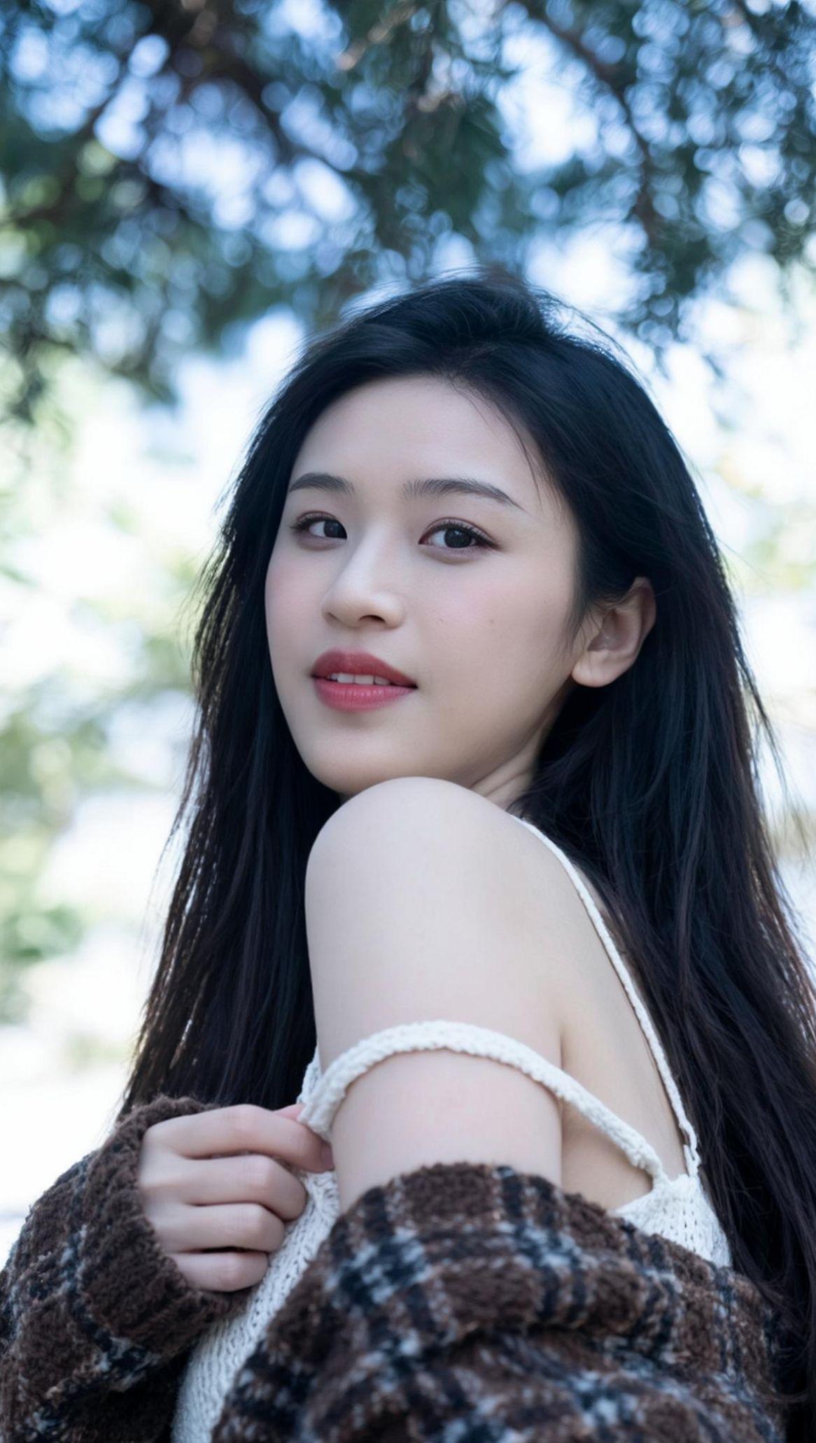 在这张写真中，柔和的光线洒在肩头，仿佛时间特意放慢了脚步，只为定格这一刻的静谧美