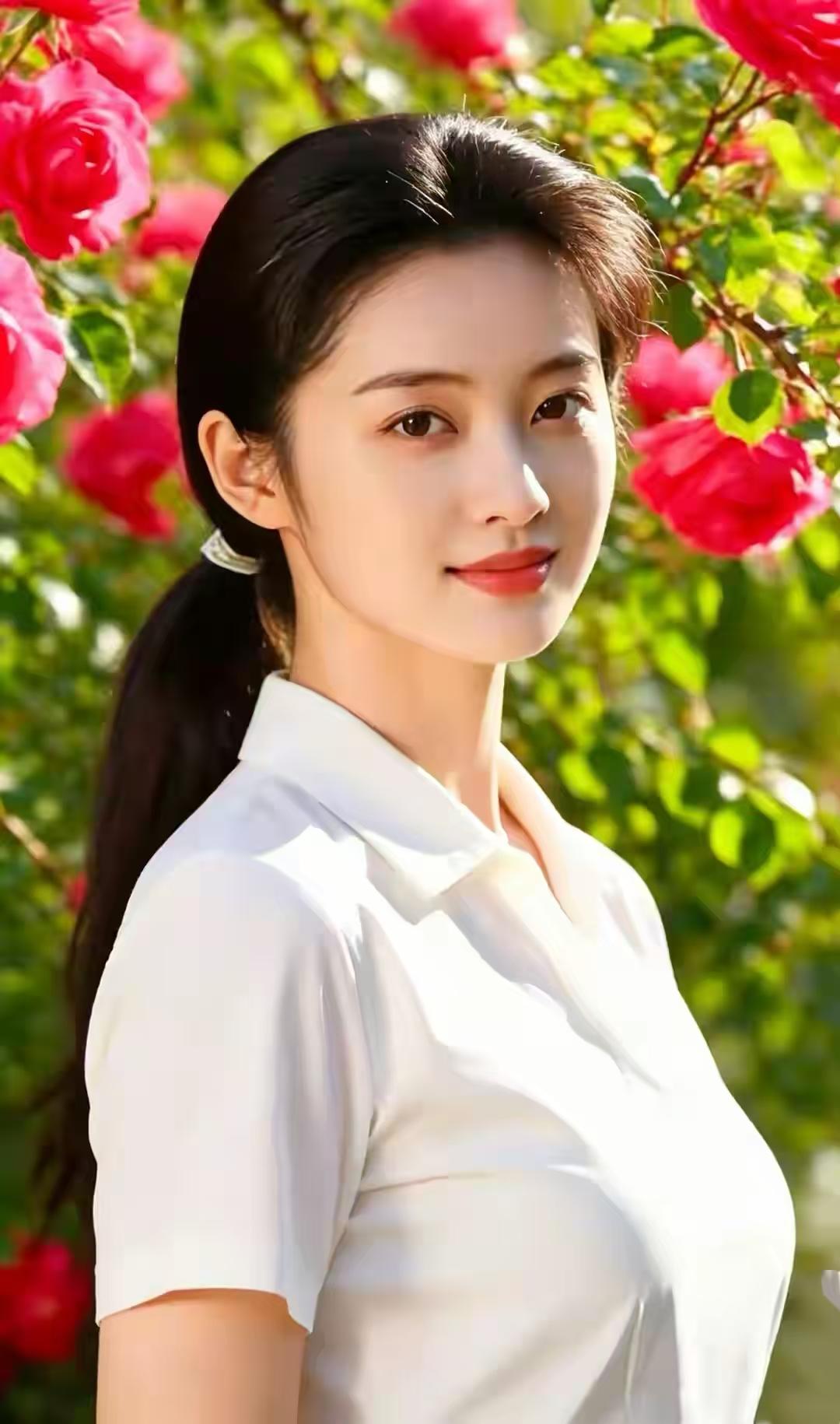 塞鸿秋·花下佳人繁花拂晓嫣然俏，轻风鬓畔幽香绕。芳姿欲与春光较，明眸似水