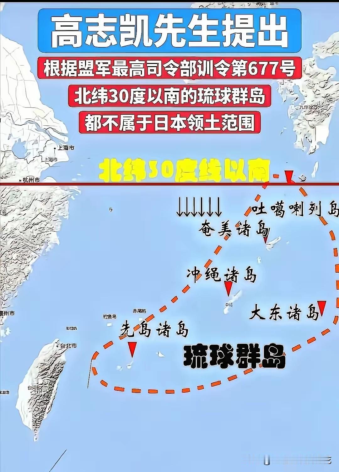 根据高志凯博士拿出的证据，琉球群岛都不属于日本，日本领土仅限四岛。高志凯博