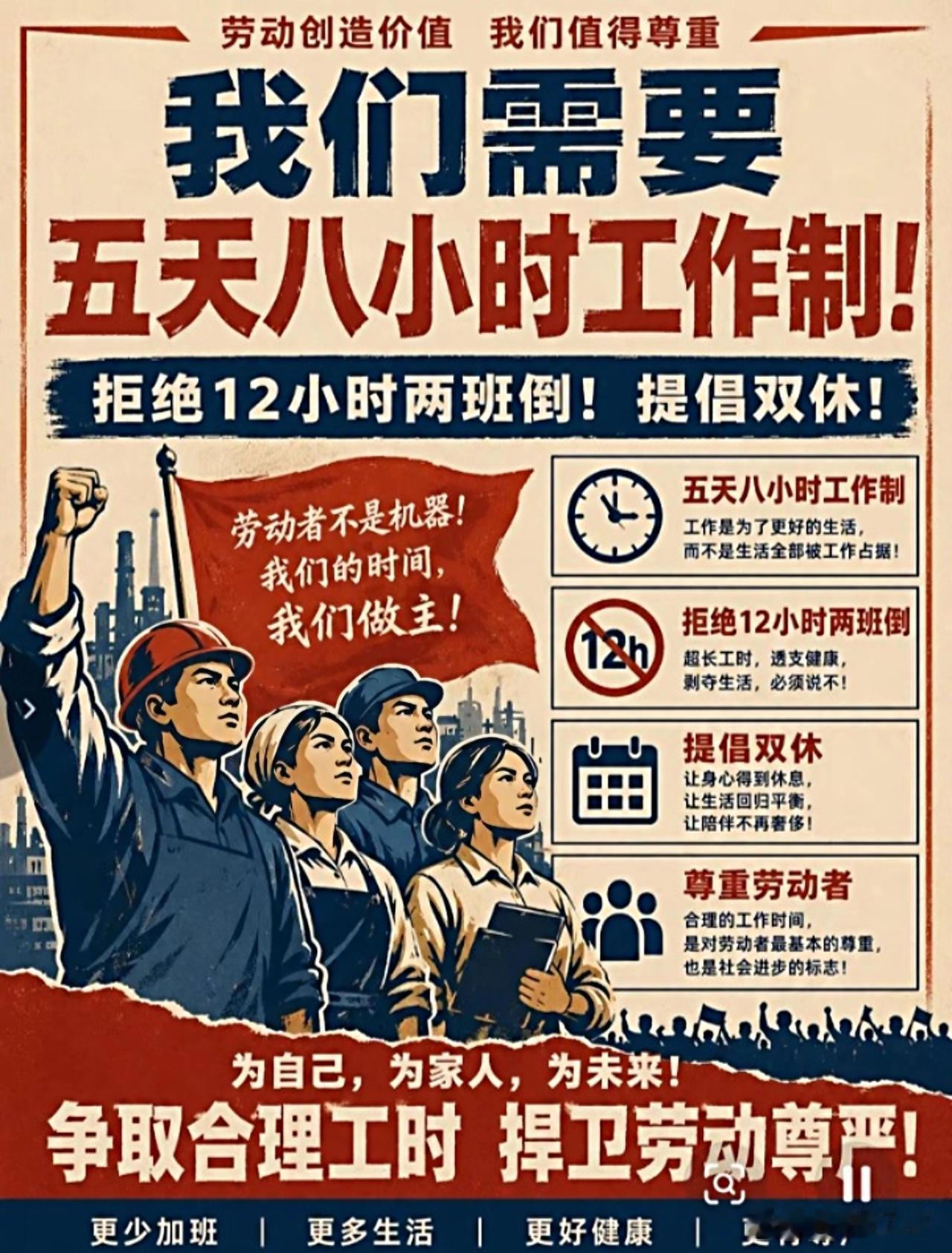 盼双休少加班，也要安稳饭碗撑起日常，生活本难事事圆满总有人呼吁五天八小时工