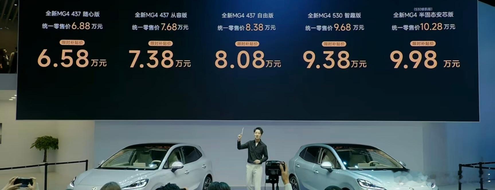 全新MG4正式在2025成都车展上市，入门版本起售价6.58万，顶配9