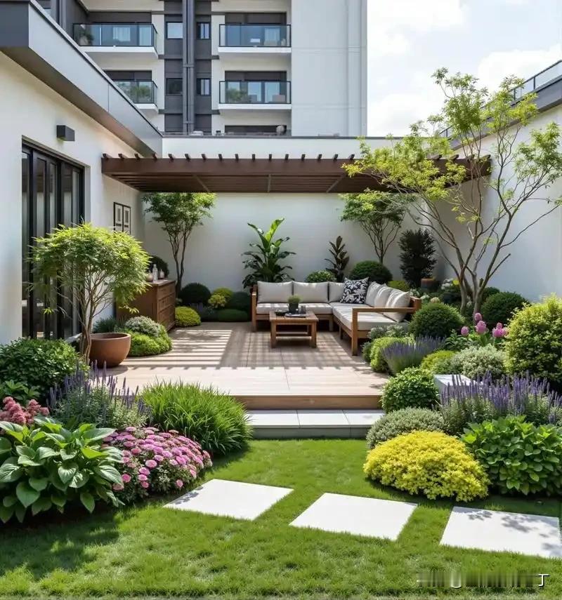 庭院不要做的太生硬，石材铺装、植物搭配、木制作都是有一定比例的，任何一个元素做的