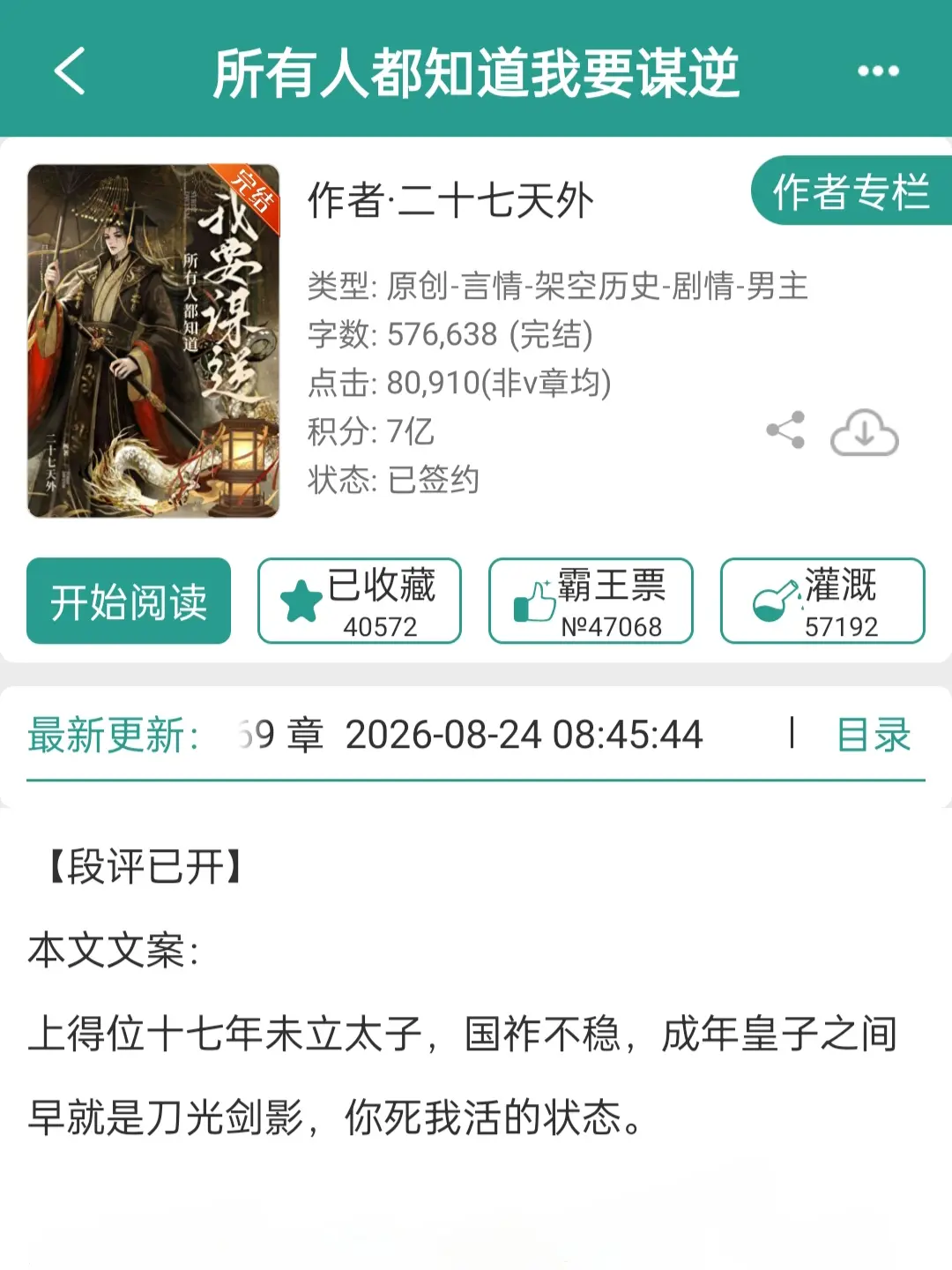 气氛都到这儿了那我直接登基吧！这本书真的很好看，特别是前中期！ 完结了...