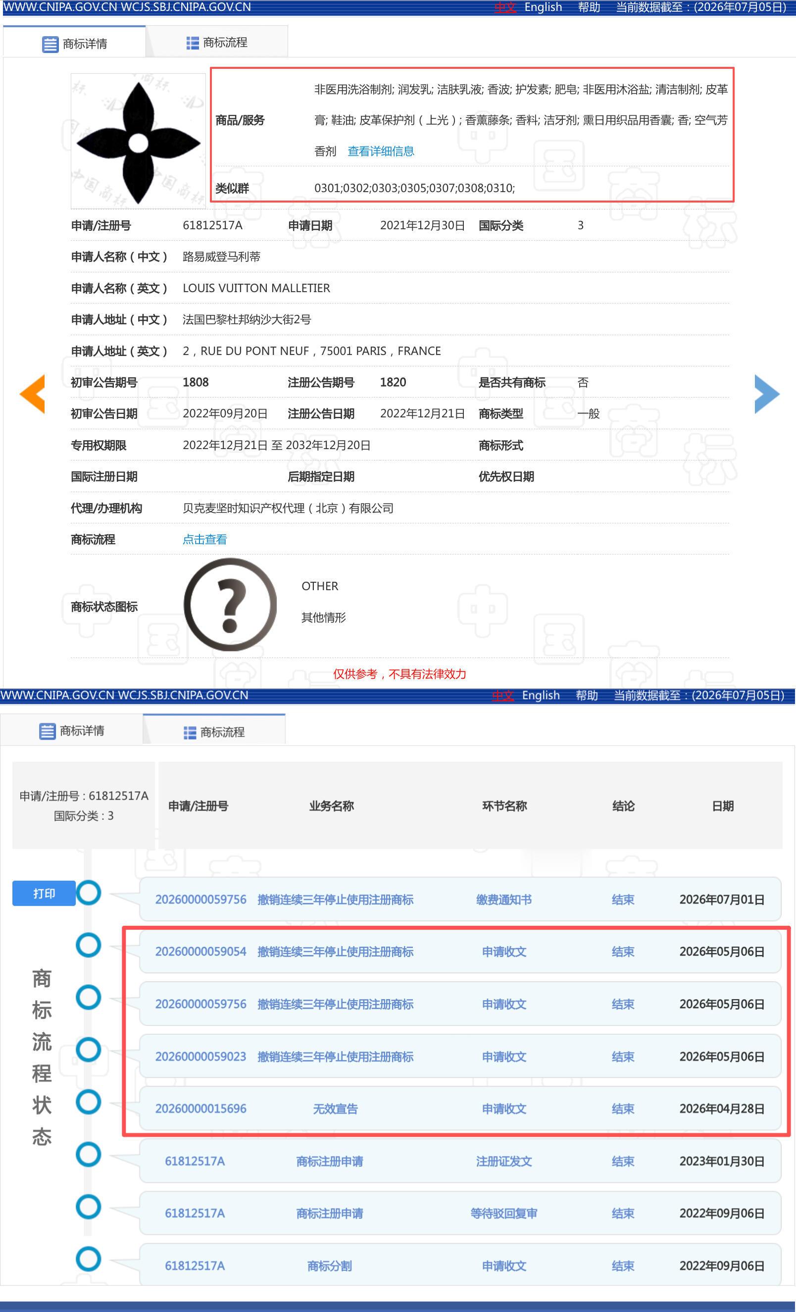 法院驳回LV全部诉求LV多类四叶草商标正在被撤三+无效很多人只盯着茉莉奶白和LV
