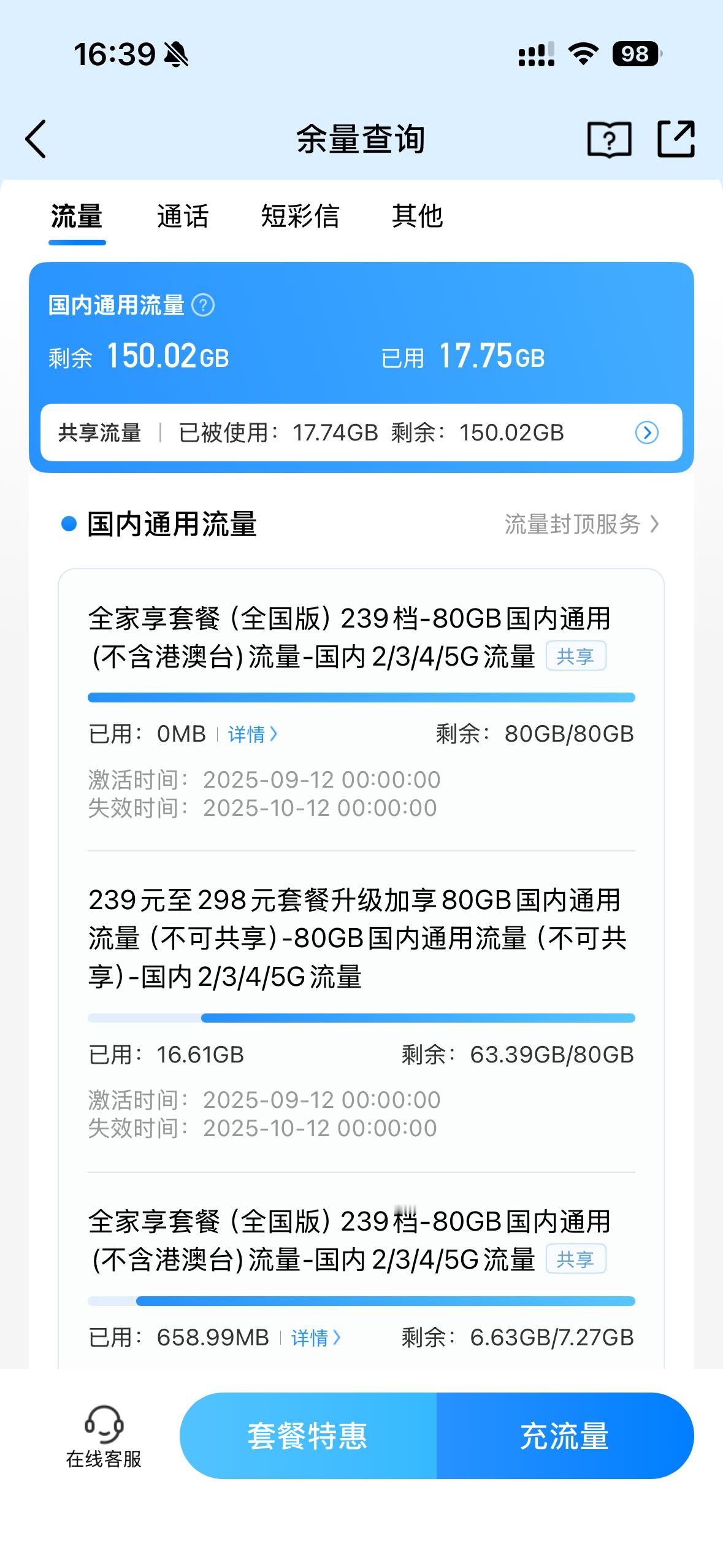 大家每个月流量有多少？突然发现，移动每个月给我多送了80个G，怎么突然这么