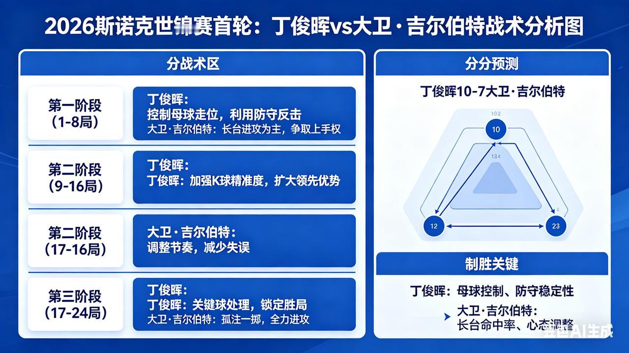 2026世锦赛丁俊晖首轮关键战术分析和预计比分核心结论先行：预计比分10-