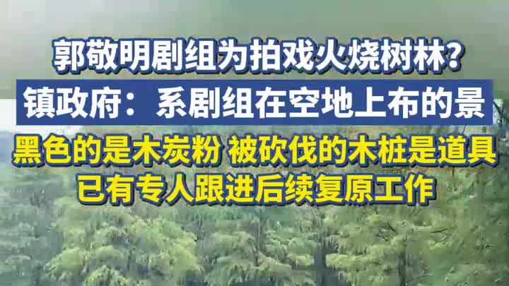 郭敬明拍戏时“烧树”？镇政府：系影视布景，有专人跟进复原工作