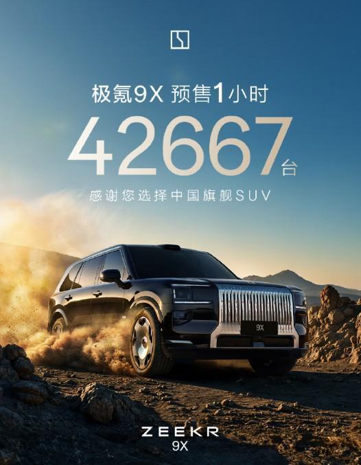 极氪9X预售价47.99-56.99万元，预售1小时小订42667台！这么猛的