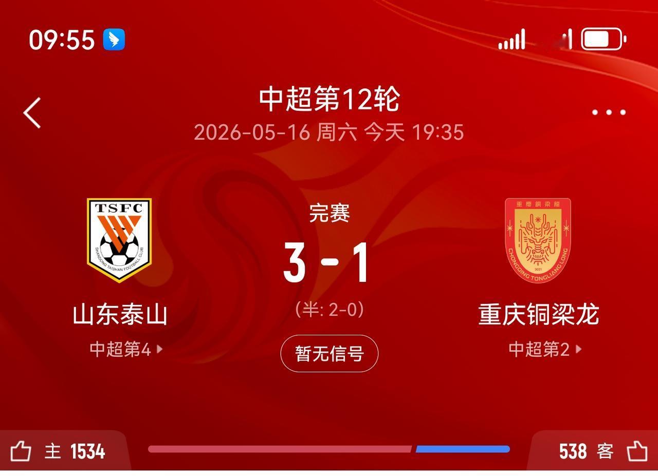 泰山主场3-1力克重庆铜梁龙！中超强强对话拿下关键3分🔥中超第12轮焦点