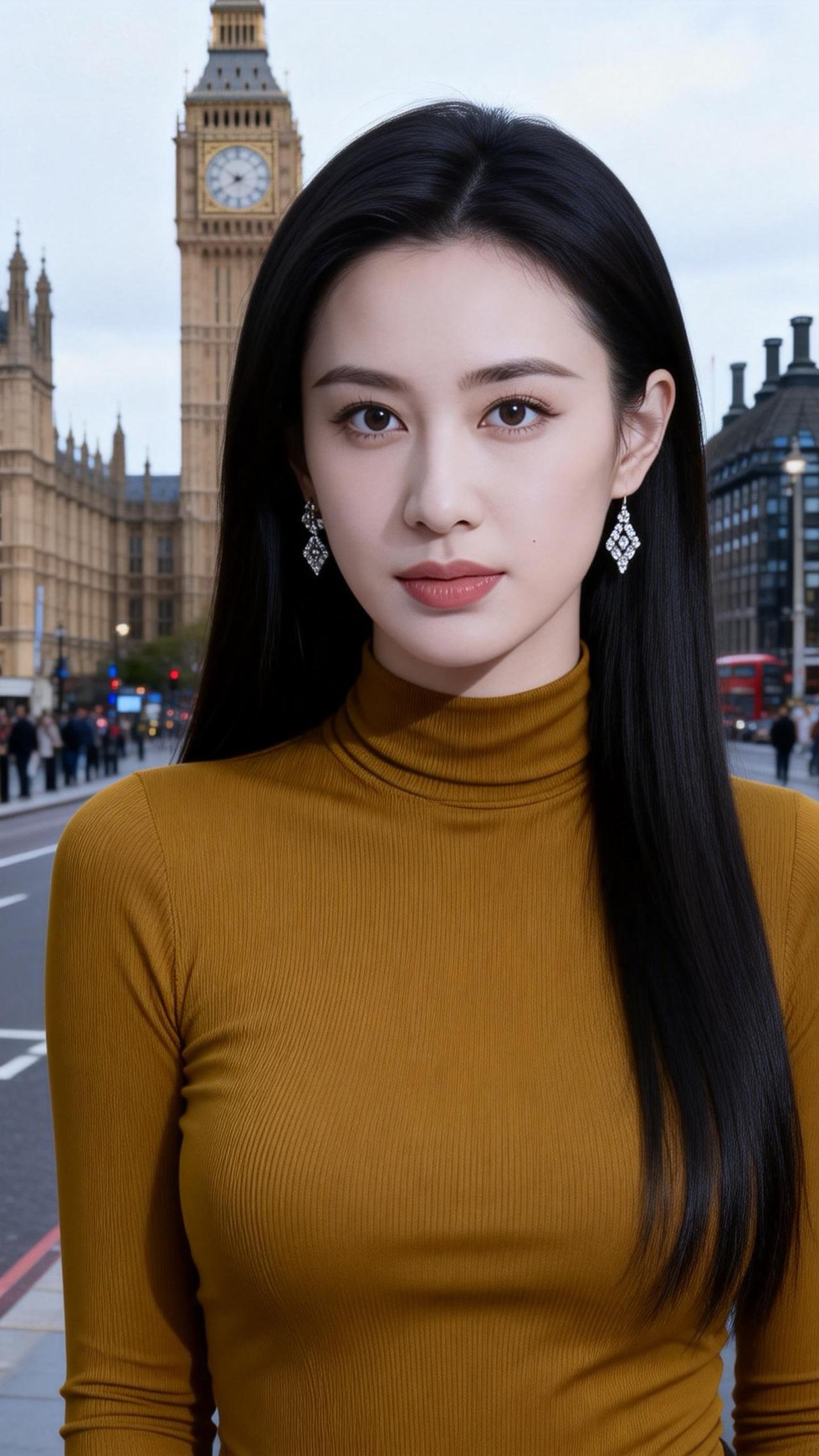 在伦敦旅游的美女