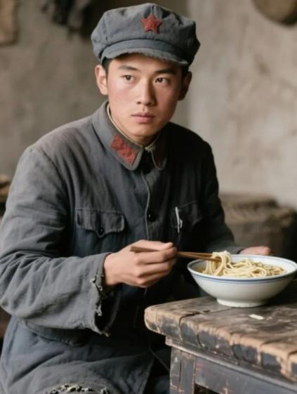 1937年，一老乡给西路军电台台长耿锡祥做了一碗面条，耿锡祥狼吞虎咽时无意中一