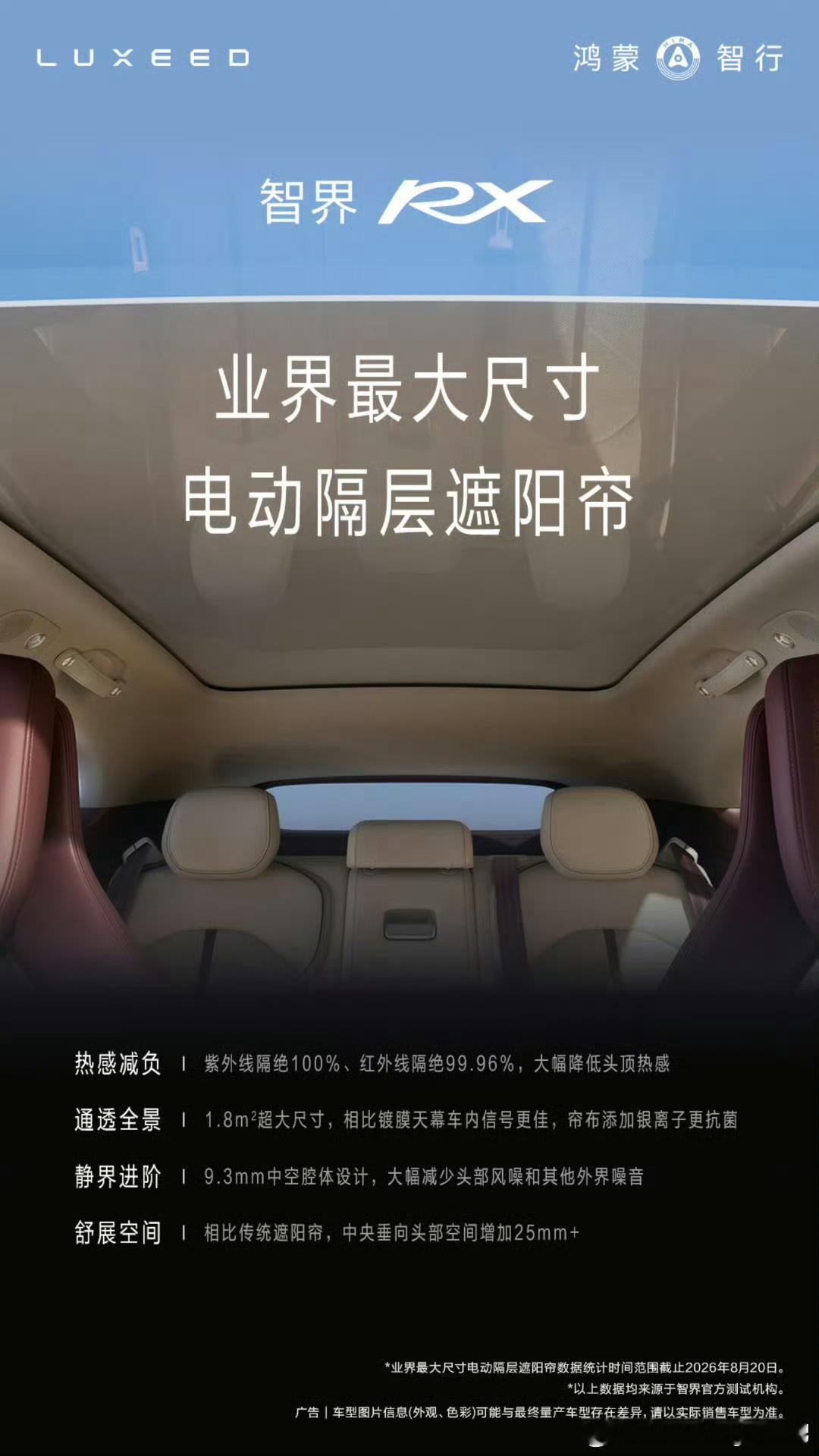 智界RX这个车顶有点东西，物理遮阳帘在两层玻璃中间。记得看图二智界产品总监王