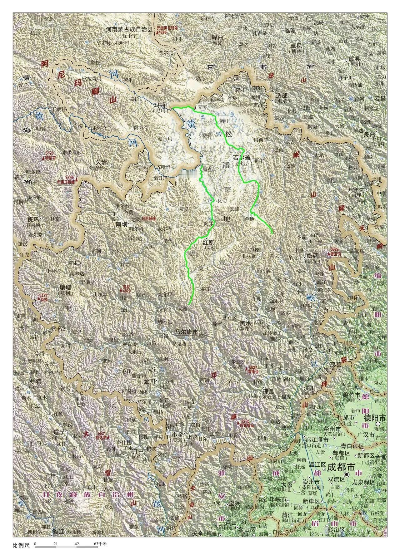 黄河干流虽在四川省西北角“擦界而行”，却将阿坝州阿坝县、若尔盖县、红原县、松潘县