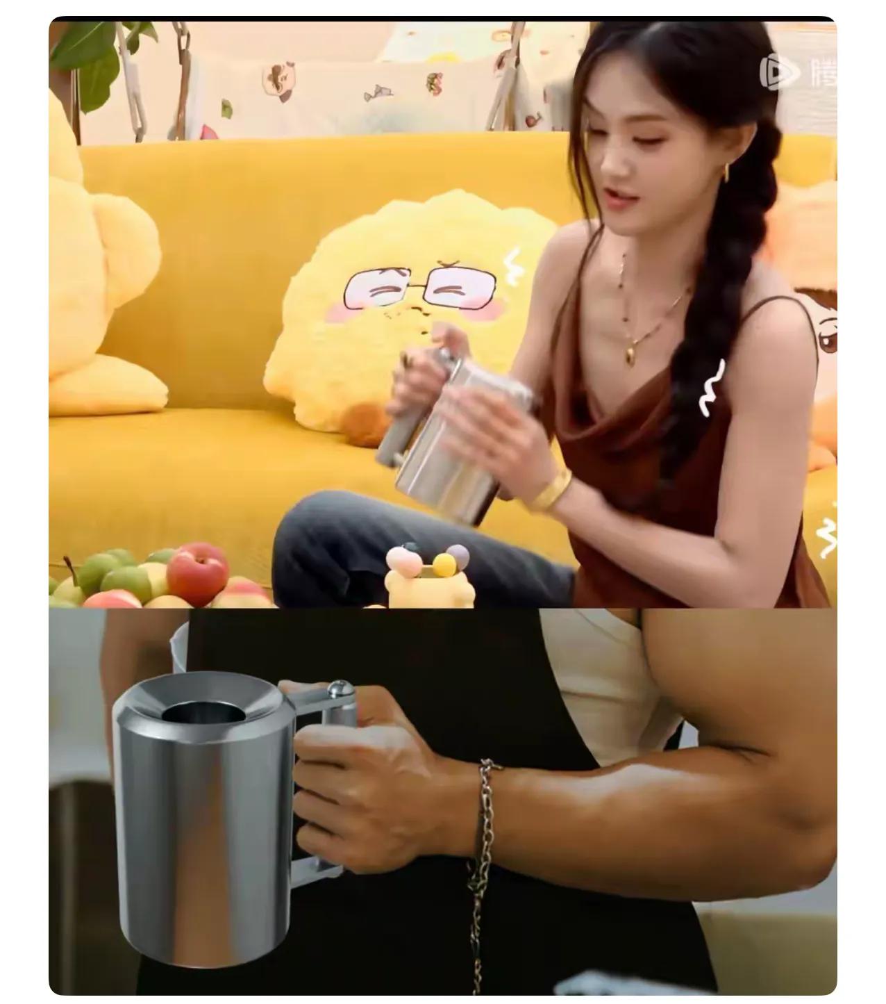 好奇查了一下李一桐的杯子不查不知道。原来是一个专门用来健身的哑铃杯，8kg