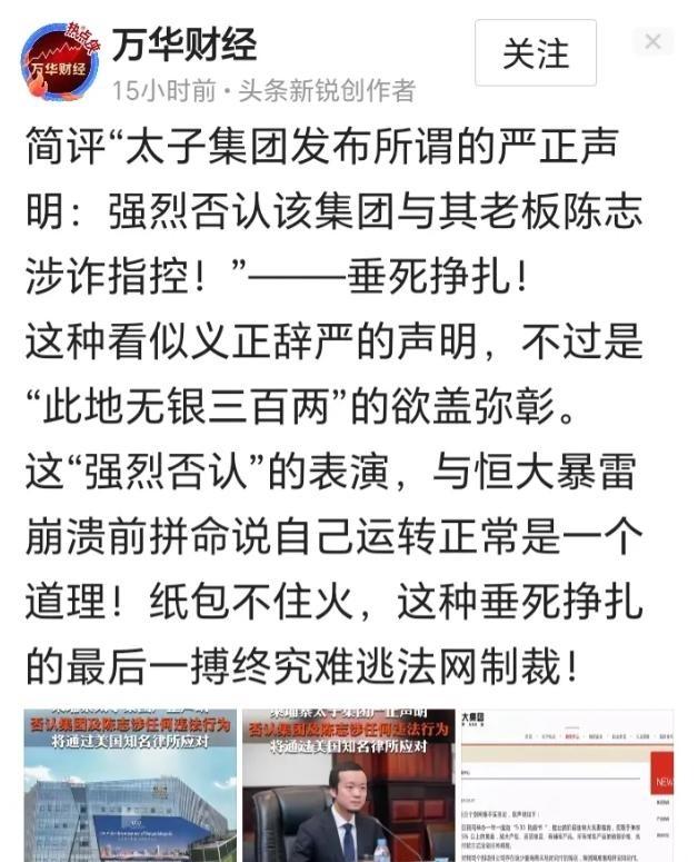 太子集团用中文发布严正声明，其真实目标并不是向美英韩等国家讨回公道。陈志出